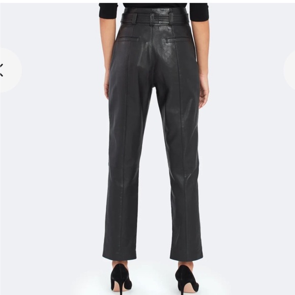 Joie Women's Trula Belted High Waist Leather Pants Black Size 6 - Picture 2 of 5
